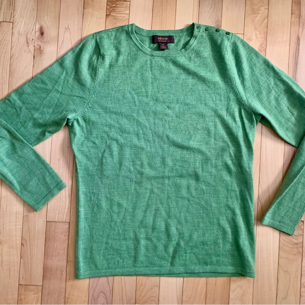 Green Lightweight 100% Wool Sweater